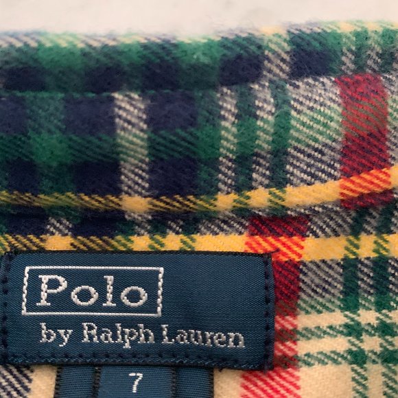 Boys Polo Flannel Button Down Suede-Like Elbow - Picture 4 of 4